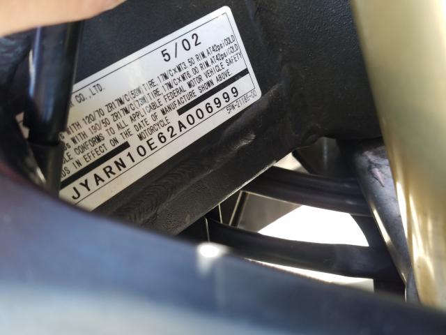 2002 YAMAHA YZF-R1 JYARN10E62A006999