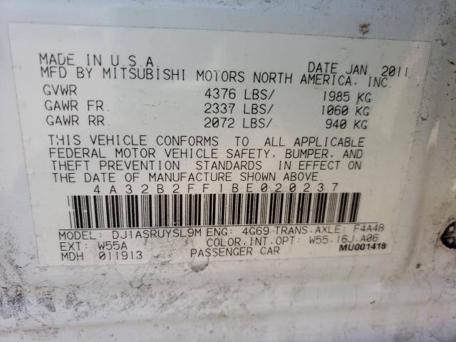 2011 MITSUBISHI GALANT FE 4A32B2FF1BE020237