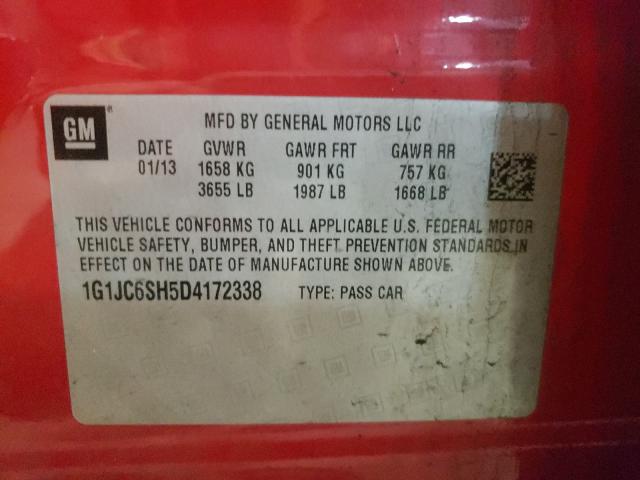 2013 CHEVROLET SONIC LT 1G1JC6SH5D4172338