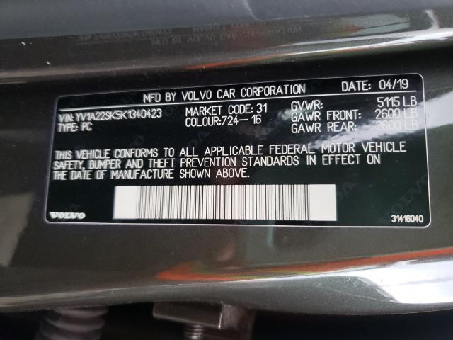 2019 VOLVO V60 T6 MOM YV1A22SK5K1340423
