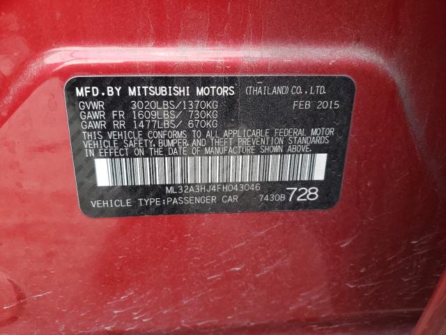 2015 MITSUBISHI MIRAGE DE ML32A3HJ4FH043046