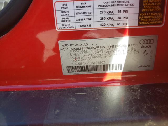 2011 AUDI A3 PREMIUM WAUBEAFM5BA018028