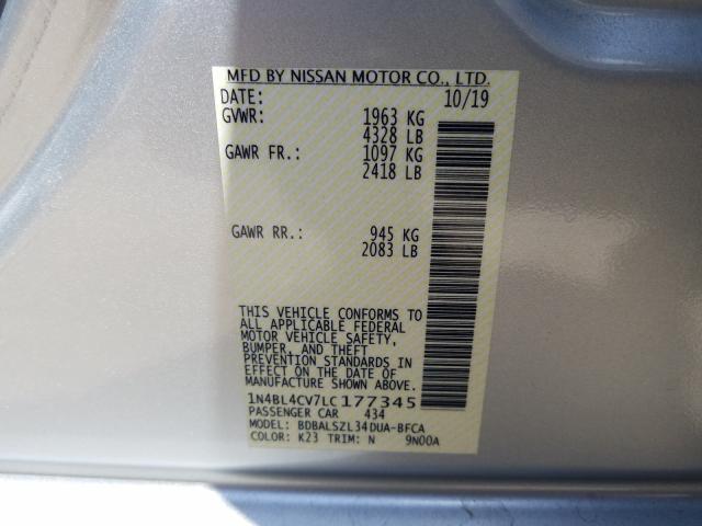 2020 NISSAN ALTIMA SR 1N4BL4CV7LC177345