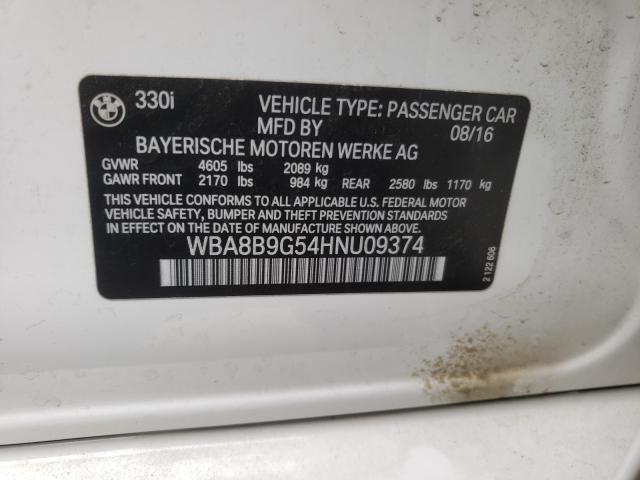 2017 BMW 330 I WBA8B9G54HNU09374