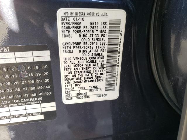 2010 INFINITI FX35 JN8AS1MW9AM854079