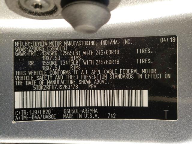 2018 TOYOTA HIGHLANDER 5TDKZRFH7JS263178