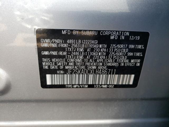 2020 SUBARU FORESTER JF2SKADCXLH486711