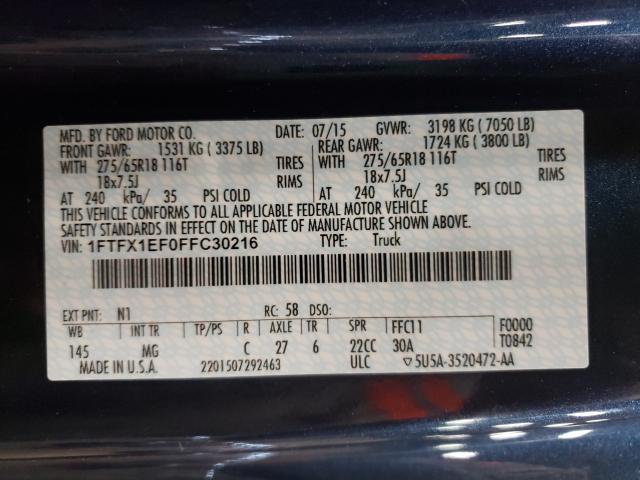 2015 FORD F150 XLT 1FTFX1EF0FFC30216
