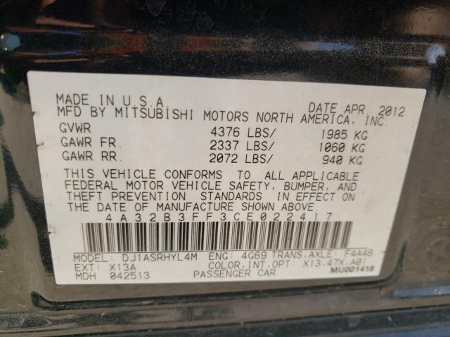2012 MITSUBISHI GALANT ES 4A32B3FF3CE022417