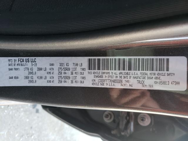 2019 RAM 1500 BIG H 1C6SRFFT7KN855326