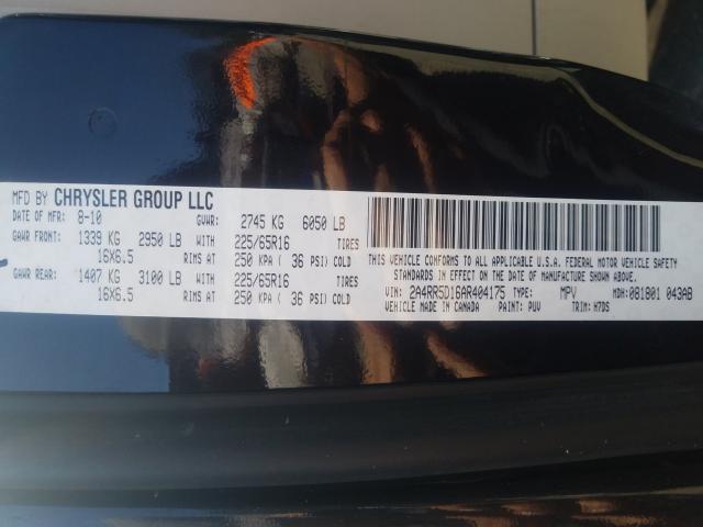 2010 CHRYSLER TOWN AND C 2A4RR5D16AR404175