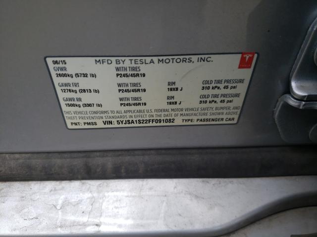 2015 TESLA MODEL S 70 5YJSA1S22FF091082