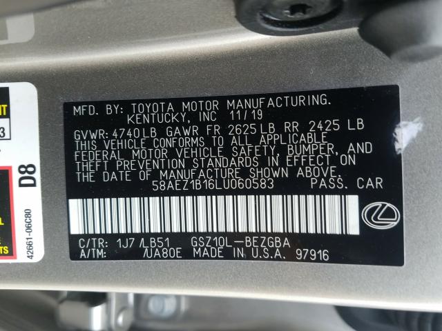 2020 LEXUS ES 350 LUX 58AEZ1B16LU060583