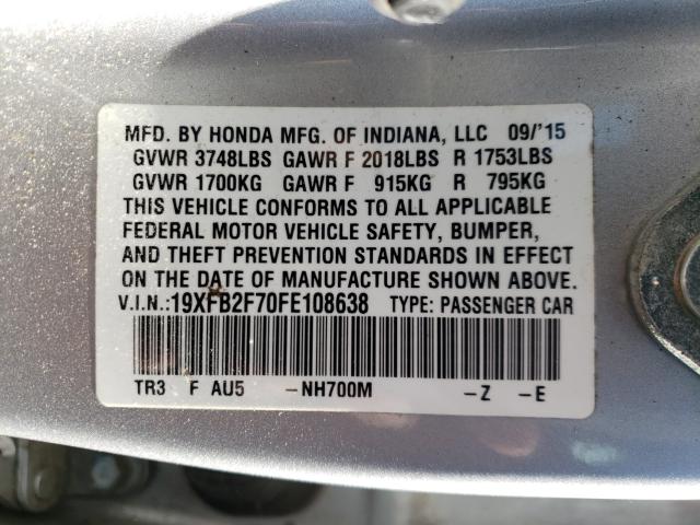 2015 HONDA CIVIC SE 19XFB2F70FE108638