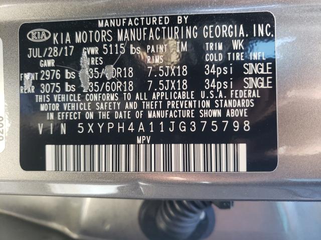 5XYPH4A11JG375798 Kia Sorento Ex 2018. Фото: 9