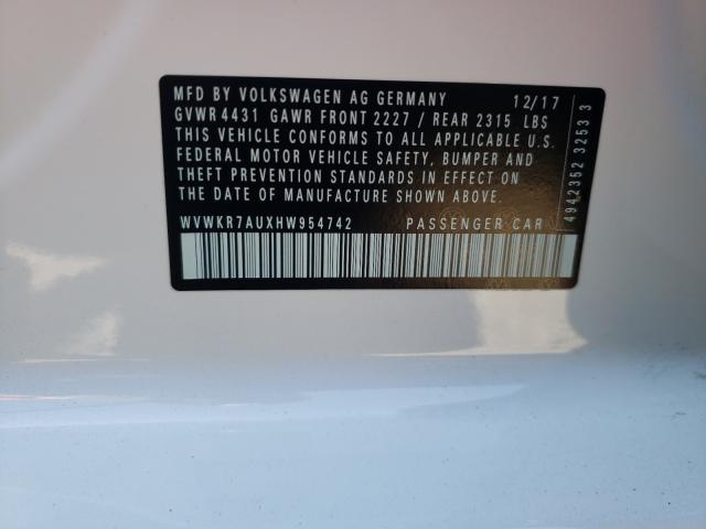 2017 VOLKSWAGEN E-GOLF SE WVWKR7AUXHW954742
