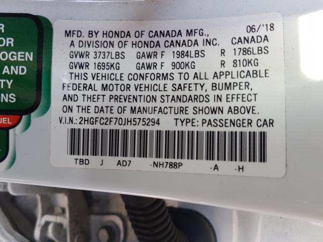2018 HONDA CIVIC EX 2HGFC2F70JH575294