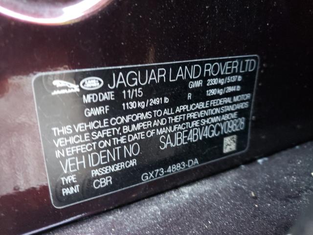 2016 JAGUAR XF PRESTIG SAJBE4BV4GCY09828