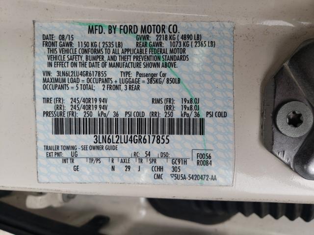 2016 LINCOLN MKZ HYBRID 3LN6L2LU4GR617855