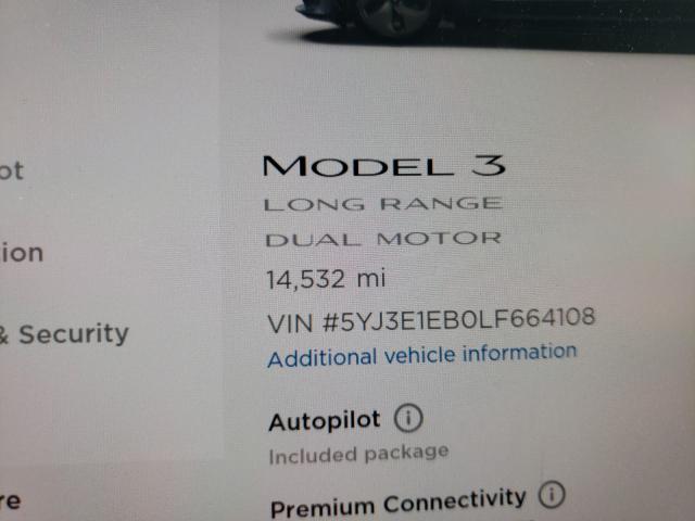2020 TESLA MODEL 3 5YJ3E1EB0LF664108