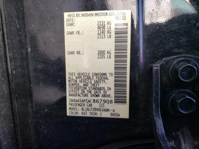 2010 NISSAN MAXIMA S 1N4AA5AP1AC867908
