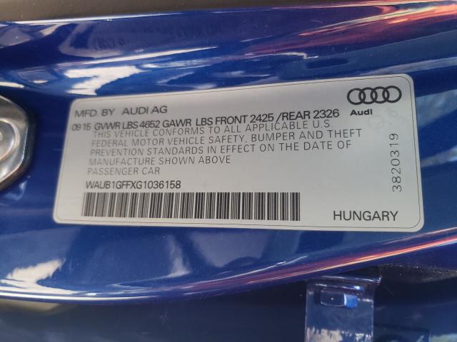 2016 AUDI S3 PREMIUM WAUB1GFFXG1036158