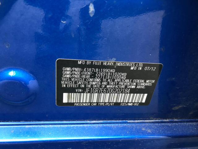 2013 SUBARU IMPREZA WR JF1GR7E67DG202184