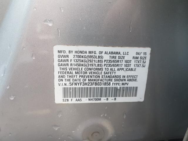 2015 HONDA PILOT LX 5FNYF3H23FB031858