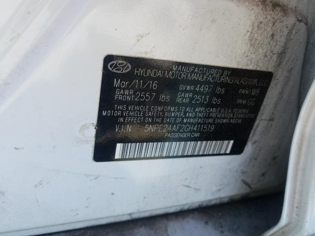 2016 HYUNDAI SONATA SE 5NPE24AF2GH411519