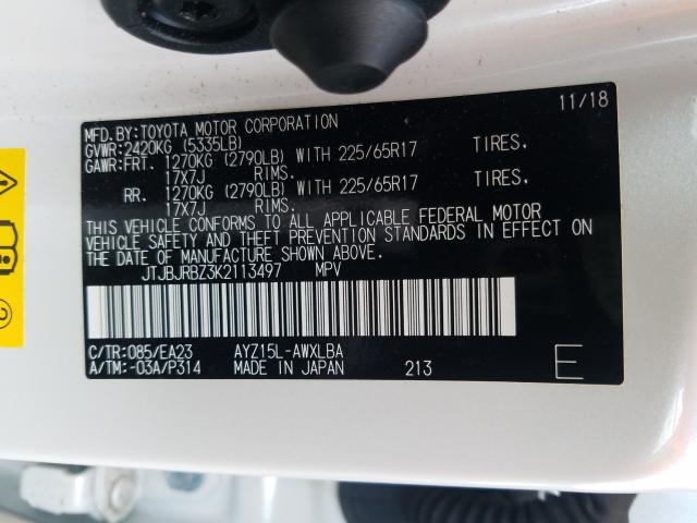 2019 LEXUS NX 300H JTJBJRBZ3K2113497