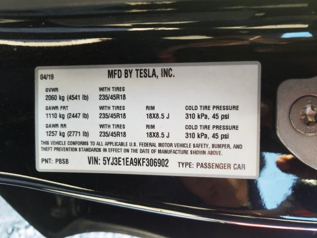 2019 TESLA MODEL 3 5YJ3E1EA9KF306902