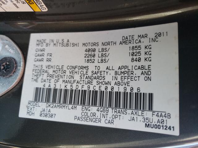2012 MITSUBISHI ECLIPSE GS 4A31K5DF9CE001906