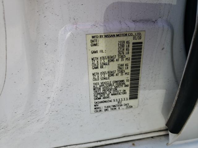 2010 NISSAN XTERRA OFF 5N1AN0NU2AC511111
