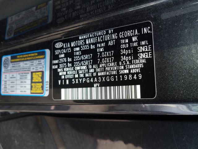 2016 KIA SORENTO 5XYPG4A3XGG119849