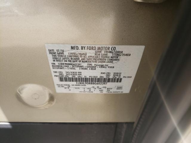 2011 LINCOLN MKS 1LNHL9DR8BG602397