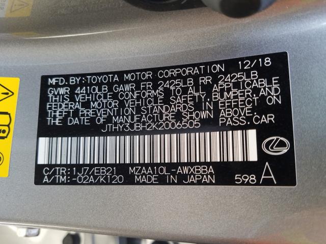 2019 LEXUS UX 200 JTHY3JBH2K2006505