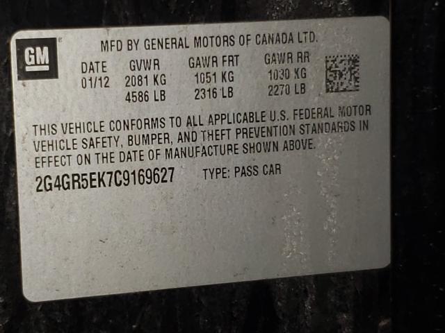 2012 BUICK REGAL 2G4GR5EK7C9169627