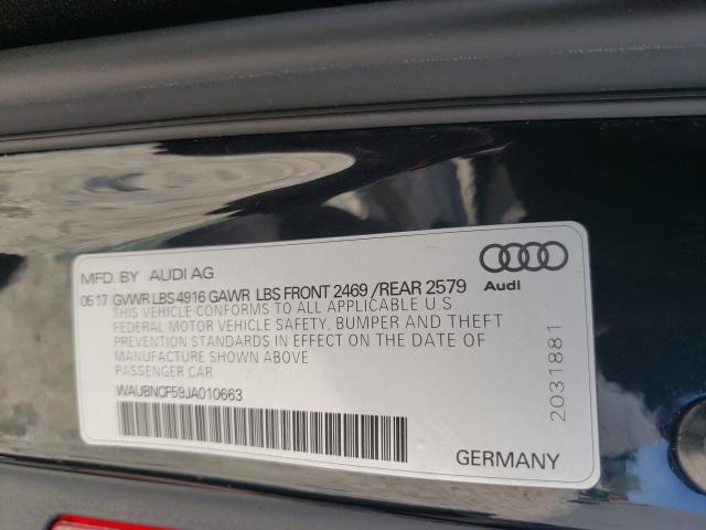 2018 AUDI A5 PREMIUM WAUBNCF59JA010663