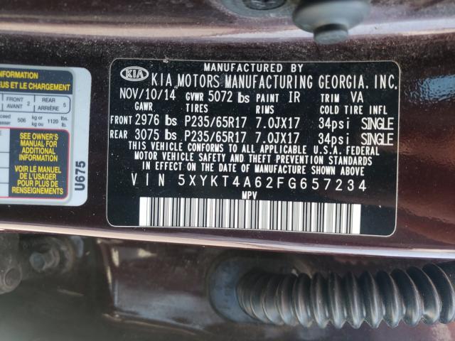 2015 KIA SORENTO 5XYKT4A62FG657234