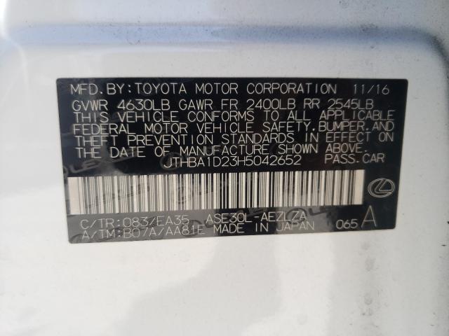 2017 LEXUS IS 200T JTHBA1D23H5042652