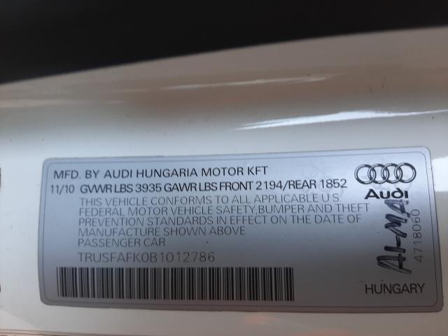 2011 AUDI TT PREMIUM TRUSFAFK0B1012786