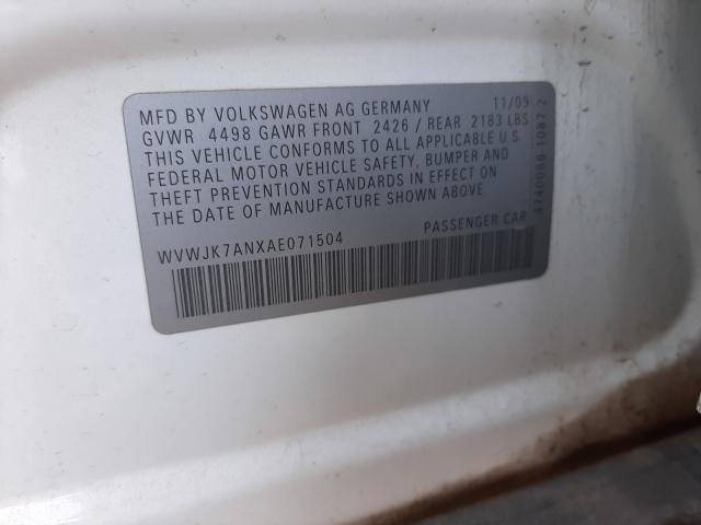 2010 VOLKSWAGEN PASSAT KOM WVWJK7ANXAE071504
