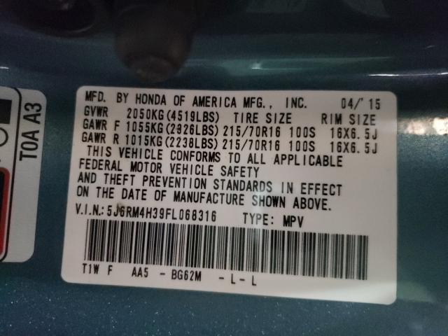 2015 HONDA CR-V LX 5J6RM4H39FL068316