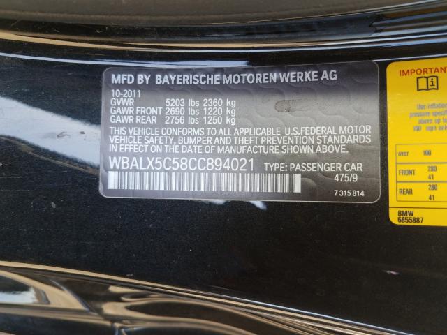 2012 BMW 650 XI WBALX5C58CC894021