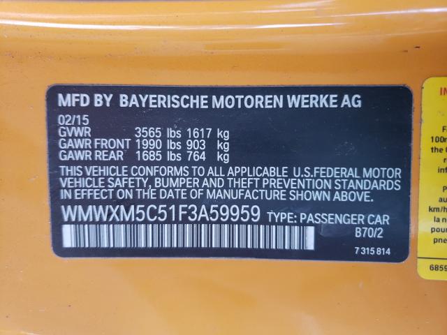 2015 MINI COOPER WMWXM5C51F3A59959