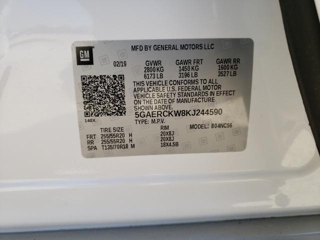 2019 BUICK ENCLAVE PR 5GAERCKW8KJ244590