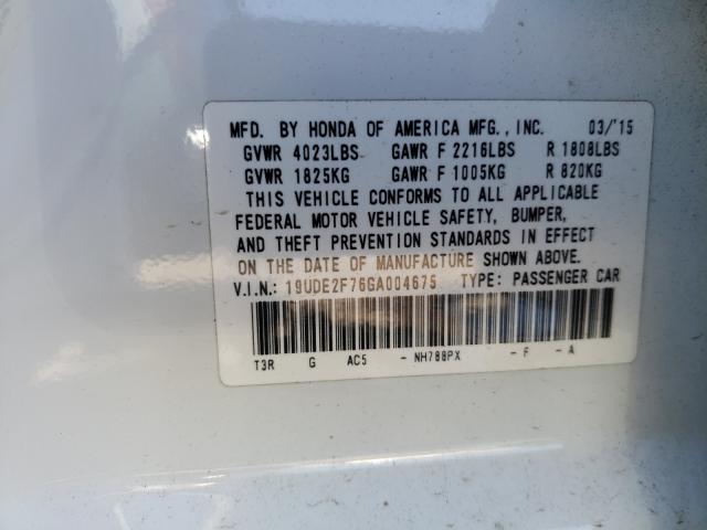 2016 ACURA ILX PREMIU 19UDE2F76GA004675