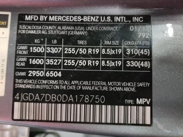 2013 MERCEDES-BENZ ML 550 4MA 4JGDA7DB0DA178750