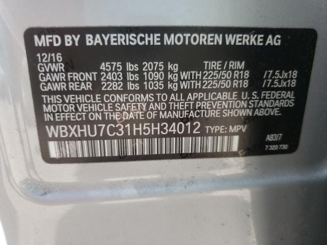 2017 BMW X1 WBXHU7C31H5H34012