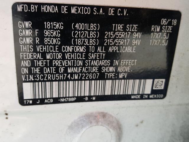 2018 HONDA HR-V EXL 3CZRU5H74JM722607